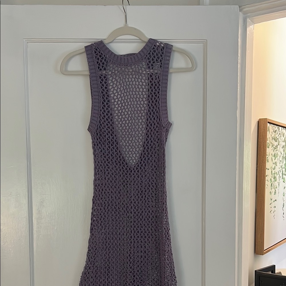 Purple Crochet bathing suit cover up